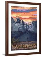 Mount Rushmore National Memorial, South Dakota - Sunset View-Lantern Press-Framed Art Print