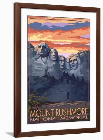 Mount Rushmore National Memorial, South Dakota - Sunset View-Lantern Press-Framed Art Print