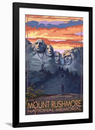 Mount Rushmore National Memorial, South Dakota - Sunset View-Lantern Press-Framed Art Print