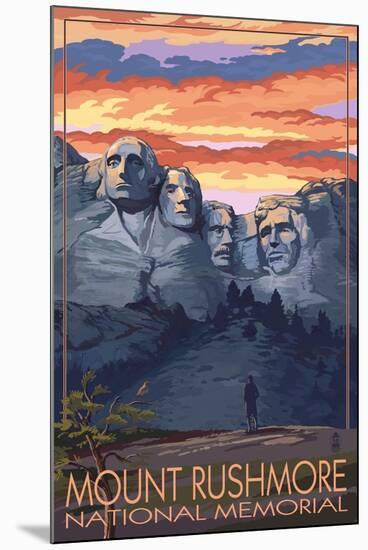 Mount Rushmore National Memorial, South Dakota - Sunset View-Lantern Press-Mounted Art Print