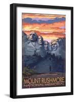 Mount Rushmore National Memorial, South Dakota - Sunset View-Lantern Press-Framed Art Print