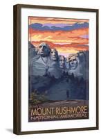 Mount Rushmore National Memorial, South Dakota - Sunset View-Lantern Press-Framed Art Print