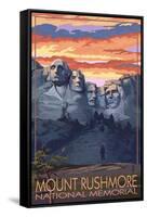 Mount Rushmore National Memorial, South Dakota - Sunset View-Lantern Press-Framed Stretched Canvas