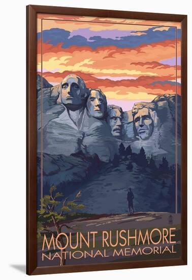 Mount Rushmore National Memorial, South Dakota - Sunset View-Lantern Press-Framed Art Print