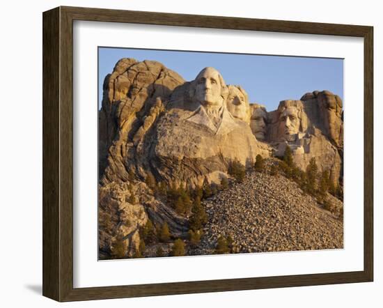 Mount Rushmore National Monument at Sunrise, South Dakota, Usa-Paul Souders-Framed Photographic Print