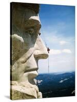 Mount Rushmore Repairman Working on Lincoln's Nose-Bettmann-Stretched Canvas