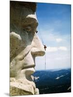 Mount Rushmore Repairman Working on Lincoln's Nose-Bettmann-Mounted Photographic Print