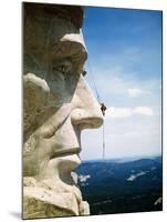 Mount Rushmore Repairman Working on Lincoln's Nose-Bettmann-Mounted Photographic Print