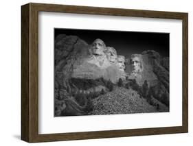 Mount Rushmore South Dakota Dawn BW-Steve Gadomski-Framed Photographic Print