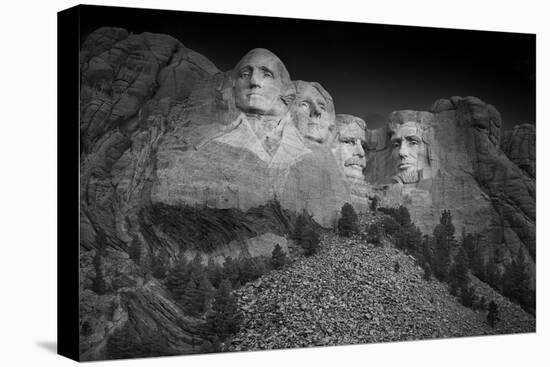 Mount Rushmore South Dakota Dawn BW-Steve Gadomski-Stretched Canvas