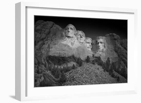 Mount Rushmore South Dakota Dawn BW-Steve Gadomski-Framed Photographic Print