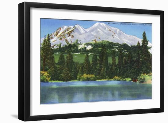 Mount Shasta, California - View of the Mountain, c.1940-Lantern Press-Framed Art Print