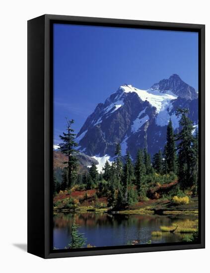 Mount Shuksan and Picture Lake, Heather Meadows, Washington, USA-Jamie & Judy Wild-Framed Stretched Canvas