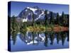 Mount Shuksan at Picture Lake, Heather Meadows, Washington, USA-Jamie & Judy Wild-Stretched Canvas