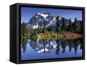 Mount Shuksan at Picture Lake, Heather Meadows, Washington, USA-Jamie & Judy Wild-Framed Stretched Canvas