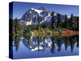 Mount Shuksan at Picture Lake, Heather Meadows, Washington, USA-Jamie & Judy Wild-Stretched Canvas