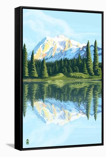 Mount Shuksan (Image Only)-Lantern Press-Framed Stretched Canvas