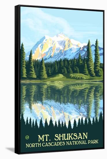 Mount Shuksan - North Cascades National Park, WA-Lantern Press-Framed Stretched Canvas