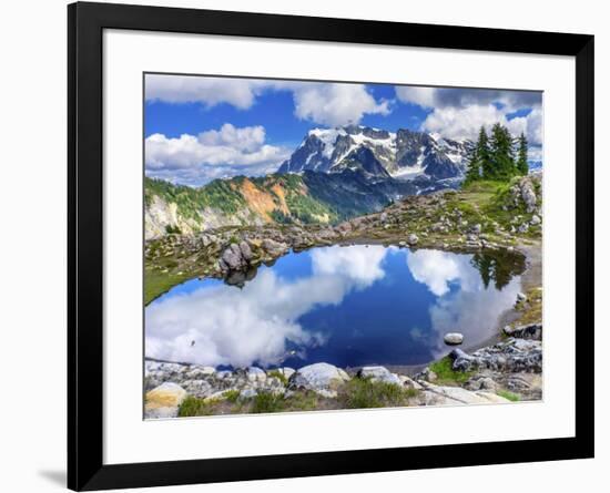 Mount Shuksan pool reflection, Artist Point, Mount Baker Highway, Washington State, USA-William Perry-Framed Photographic Print