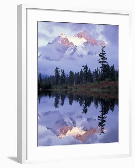 Mount Shuksan Reflected in Picture Lake, Heather Meadows, Washington, USA-Jamie & Judy Wild-Framed Photographic Print