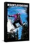 Mount Spokane, Washington - Scratchboard Snowboarder-Lantern Press-Framed Stretched Canvas