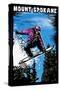Mount Spokane, Washington - Scratchboard Snowboarder-Lantern Press-Stretched Canvas