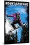 Mount Spokane, Washington - Scratchboard Snowboarder-Lantern Press-Mounted Art Print