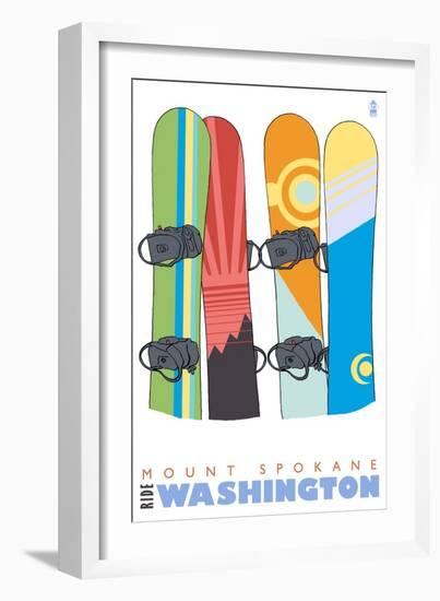 Mount Spokane, Washington, Snowboards in the Snow-Lantern Press-Framed Art Print