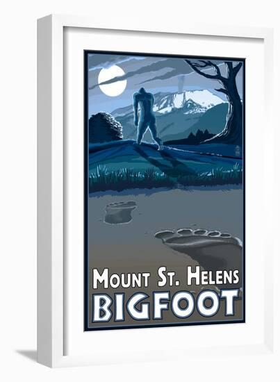 Mount St. Helens - Bigfoot Scene-Lantern Press-Framed Art Print