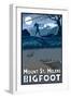 Mount St. Helens - Bigfoot Scene-Lantern Press-Framed Art Print