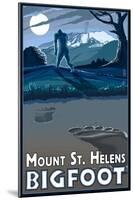 Mount St. Helens - Bigfoot Scene-Lantern Press-Mounted Art Print