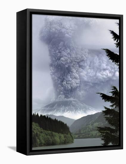 Mount St. Helens Eruption-Steve Terrill-Framed Stretched Canvas