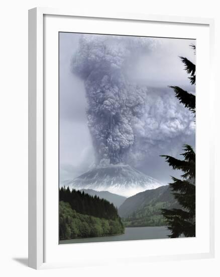 Mount St. Helens Eruption-Steve Terrill-Framed Premium Photographic Print