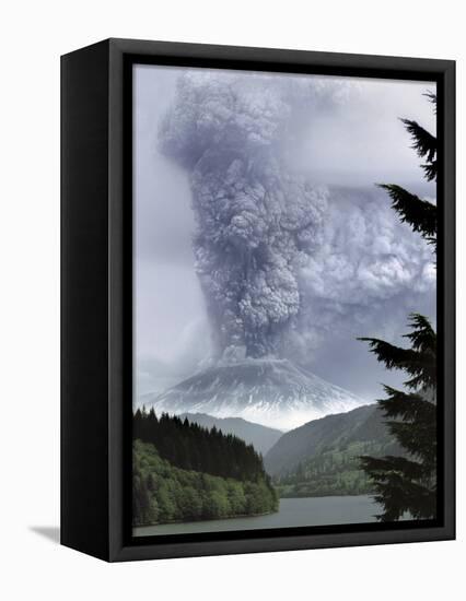 Mount St. Helens Eruption-Steve Terrill-Framed Stretched Canvas