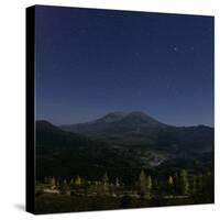 Mount St. Helens is Seen against a Star-Filled Sky-null-Stretched Canvas