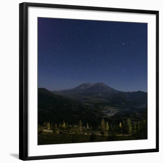 Mount St. Helens is Seen against a Star-Filled Sky-null-Framed Photographic Print