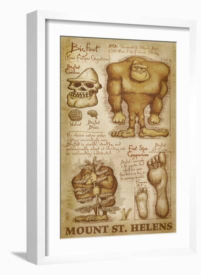 Mount St. Helens, Washington - Bigfoot da Vinci-Lantern Press-Framed Art Print