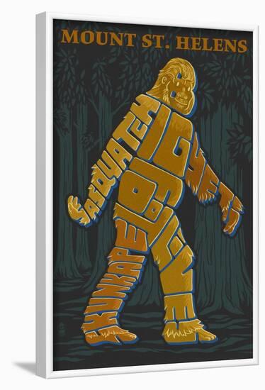 Mount St. Helens, Washington - Bigfoot Typography-Lantern Press-Framed Art Print
