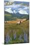 Mount St. Helens, Washington - Elk and Meadow-Lantern Press-Mounted Art Print