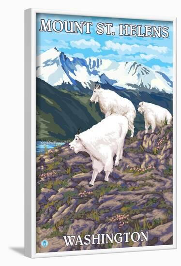 Mount St. Helens, Washington - Goat Family-Lantern Press-Framed Art Print