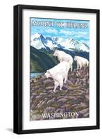 Mount St. Helens, Washington - Goat Family-Lantern Press-Framed Art Print