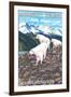 Mount St. Helens, Washington - Goat Family-Lantern Press-Framed Art Print