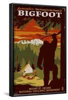 Mount St. Helens, Washington - Home of Bigfoot-Lantern Press-Framed Art Print