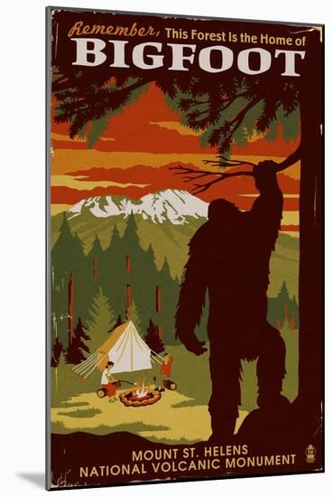 Mount St. Helens, Washington - Home of Bigfoot-Lantern Press-Mounted Art Print