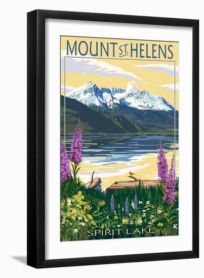Mount St. Helens, Washington - Spirit Lake-Lantern Press-Framed Art Print
