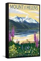 Mount St. Helens, Washington - Spirit Lake-Lantern Press-Framed Stretched Canvas