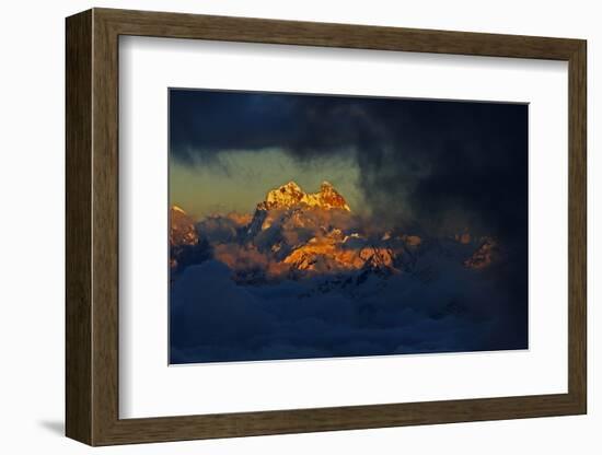 Mount Ushba (4,710M) before Sunset, with Low Clouds in Valleys, Seen from Elbrus, Caucasus, Russia-Schandy-Framed Photographic Print