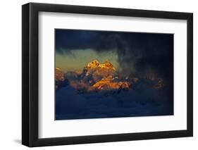 Mount Ushba (4,710M) before Sunset, with Low Clouds in Valleys, Seen from Elbrus, Caucasus, Russia-Schandy-Framed Photographic Print