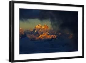 Mount Ushba (4,710M) before Sunset, with Low Clouds in Valleys, Seen from Elbrus, Caucasus, Russia-Schandy-Framed Photographic Print