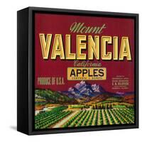 Mount Valencia Apple Label - Watsonville, CA-Lantern Press-Framed Stretched Canvas